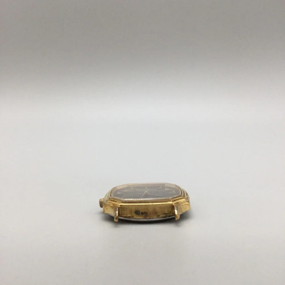 Vintage Seiko 8222-5109 Mens Watch 31mm Black Dial Gold Tone Date For Parts